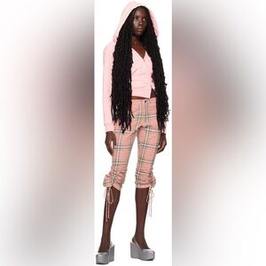 NWT Collina Strada Plaid Maldives Deadstock Cotton Ruched Pants | Size Large